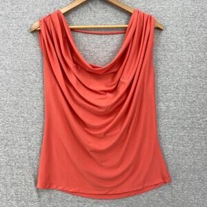 Fredericks of Hollywood Top Womens Small Peach Draped Blouse Career Sleeveless